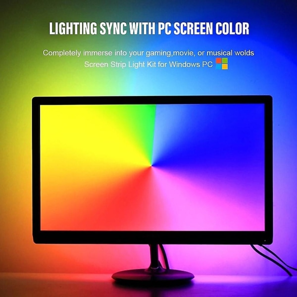 LED Strip Lights RGBIC Smart PC Display Skärm Synkronisera musik