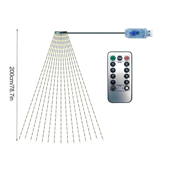 320 LED-lysstreng med 8 moduser, 2 meter lang, med timer og fjernkontroll