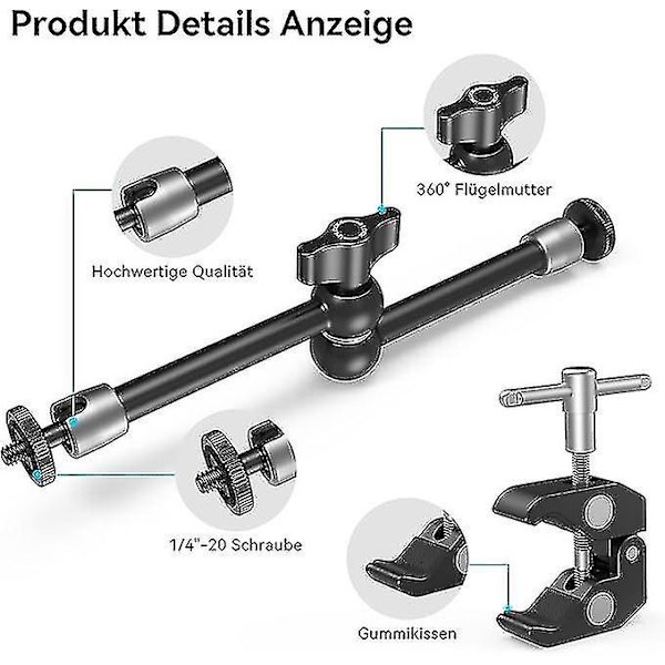 Smallrig 10 Tuuman Magic Arm Super Clampilla Ja Suurilla Rapusaksilla Näytölle, Led-Valolle - Kbum2732