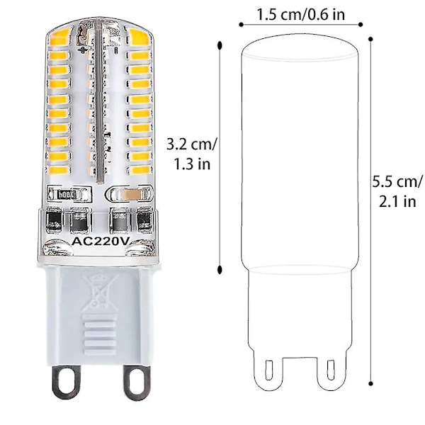 G9 Dimbar LED Bi-pin Maispære 72 LED 600lm 5w