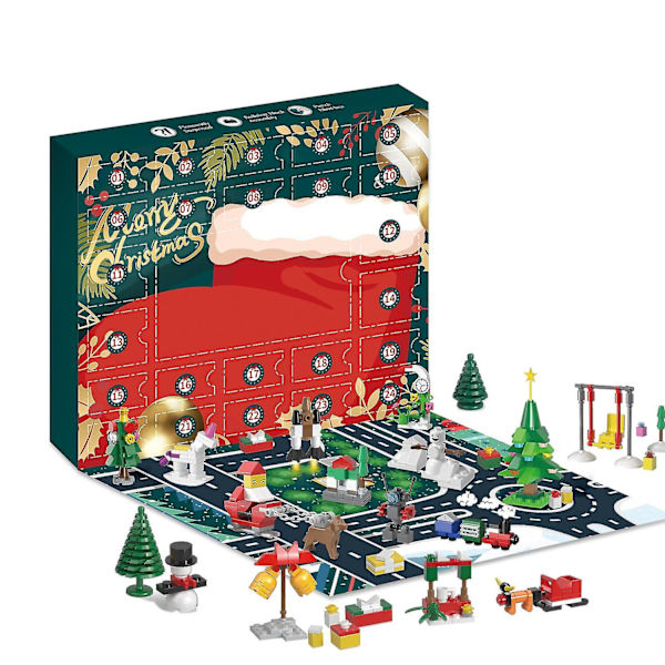 Julekalender Bygade Byggeklodser Blind Box 24 Dages Nedtælling Kalender Puslespil