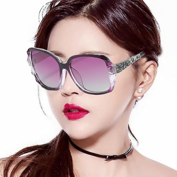 1 stk polariserte firkantede solbriller Glitrende kompositt skinnende innfatning og firkantet brilleveske