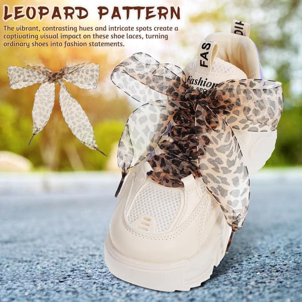 2 stk. leopardprint snørebånd, båndsnørebånd, sød mode leopard blød silke 4 cm