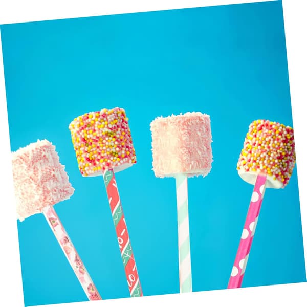 50 st bomullsgodis papperspinnar marshmallowstrutar klubbhållare