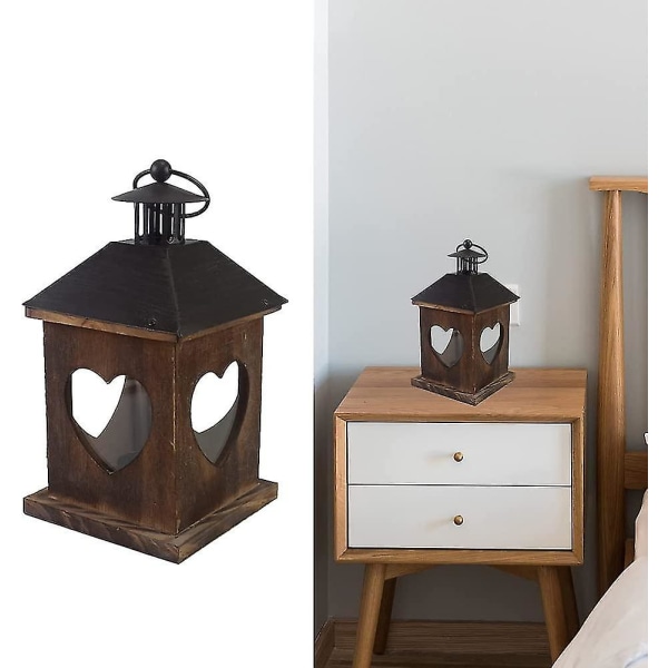 Hängande Tealight-hållare, Vintage Järnlykta, Retro Trälykta, Fristående Lykta, Inomhus