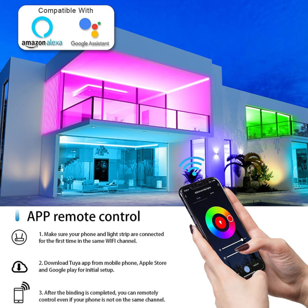 LED-remsor RGB 5050 Bluetooth Wifi-kontroll Flexibel Tejp TV-bakgrundsbelysning Rum Hem Fest Dekoration Waterproof 10M