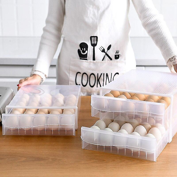Eggboks for kjøleskap, plast, skuff