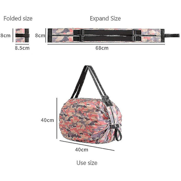 Foldbare Indkøbsposer, Genanvendelige Indkøbsposer, Praktiske Indkøbsposer, Polyester, Holdbar 1stk camouflage