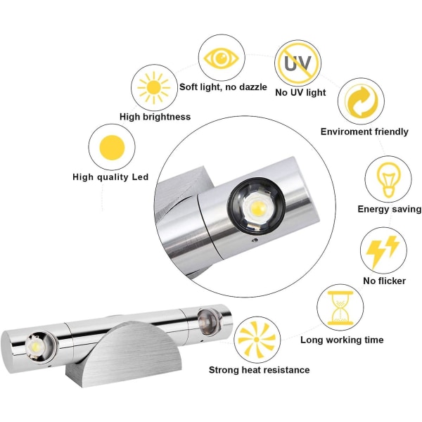 6W LED-spotlight Vägglampa Inomhus Modern Upp & Ner 360 Grader Roterbar Aluminium Vägglampa Justerbar För Sovrum Vardagsrum Kontor Trapp