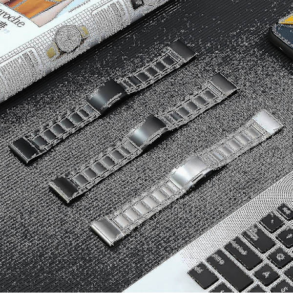 Urrem til Garmin Tactix 7 Pro/fenix 7x/6x Pro, 26mm 5-leds titanium stål urrem Silver