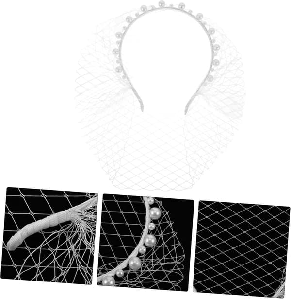Mesh Hårtilbehør Brudeslør Fascinator Perlehårbånd for Kvinner Brudetilbehør