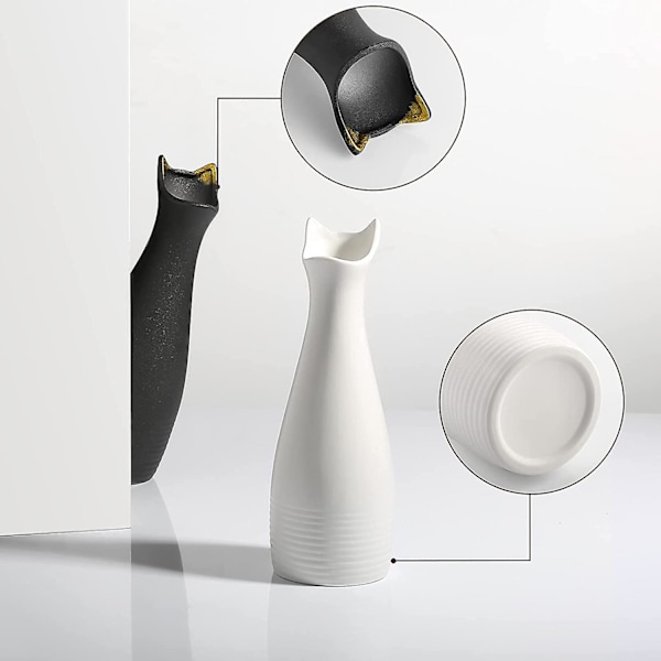 Pampasgræs Lille Keramik Vase Blomster Vase, H24cm - Sort