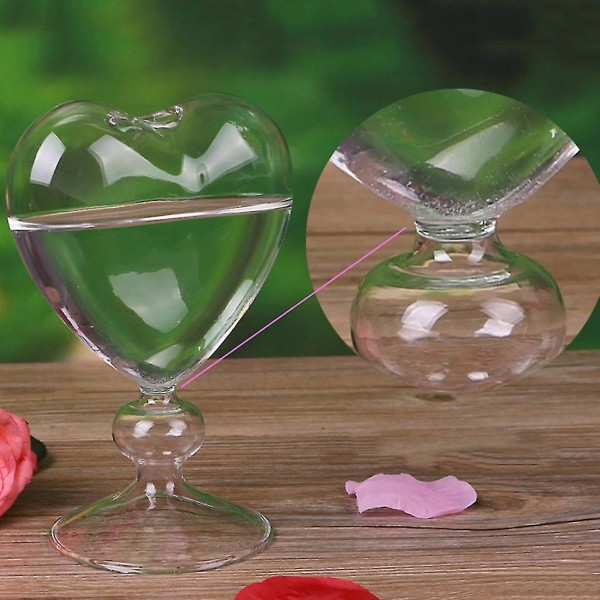 Hjerteform Glass Blomsterpotte Desktop Stående Vase Planter Container Home Decor