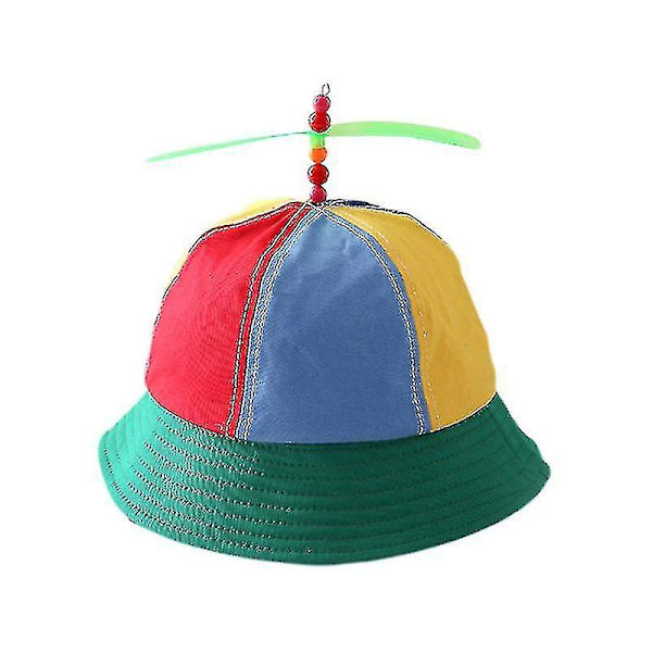 Lasten Puuvillainen Helikopterin Potkuri-Bucket-Lippis Värilohko Patchwork