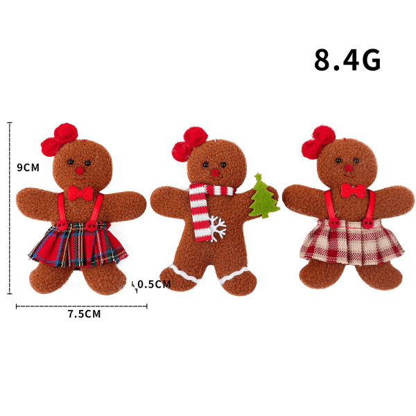 3 stk. Nye Dekoration Peberkagemand Plushies Dukke Vedhæng Plys Legetøj Træ Tilbehør Vedhæng women 3pcs