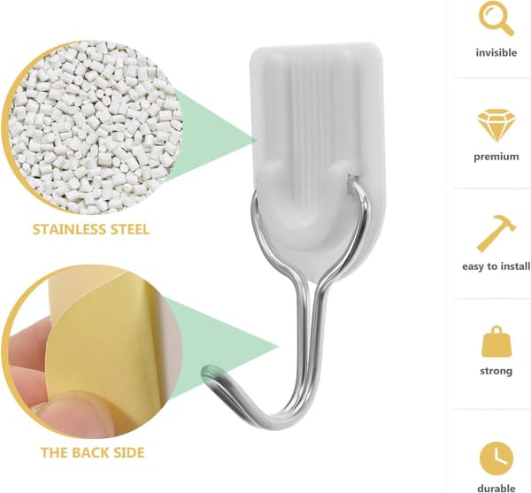 50 stk. selvklebende kleskroker med glatt overflate i plastmateriale