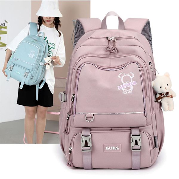 Multifickskola Ryggsäck Nylon Dagryggsäck Casual Ryggsäck För Tonåringar Ungdom Gray