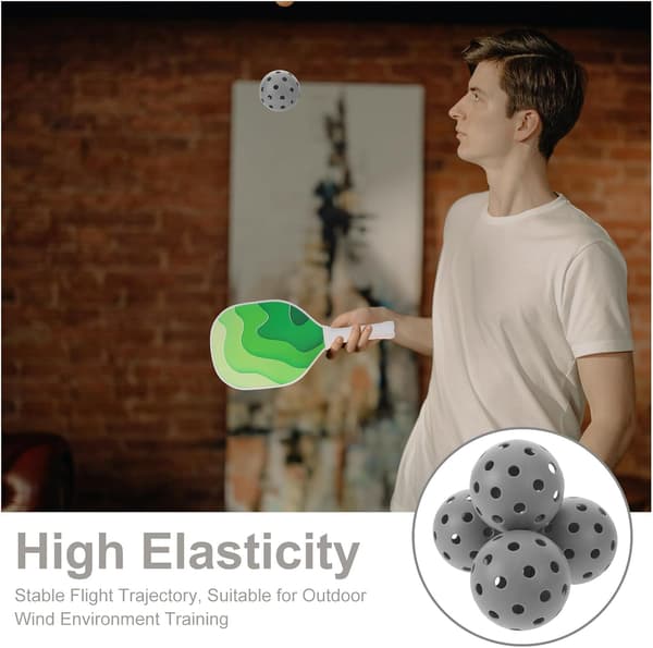 5 st 74 mm ihåliga pickleball träningsbollar i plast, högelastiska robusta träningsbollar