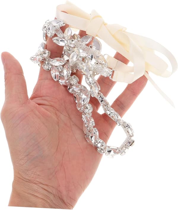 Rhinestone bryllupsbelte med satengbånd Elegant kjole tilbehør