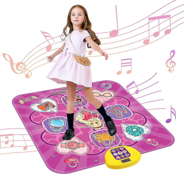 Dansemåtte, Børn musikalsk dansegulvmåtter med LED-lys 5 spiltilstande, elektronisk dansepude Legetøj Fødselsdagsgaver til alderen 3 4 5 6 7 8 9 år gammel til B Purple