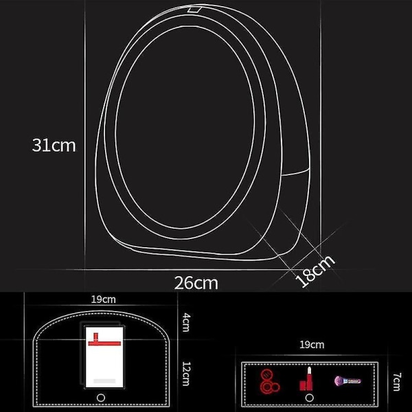 LED-lys Desktop Organizer HD Mirror Makeup Organizer