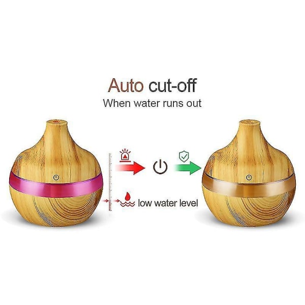 300ml Træ Luftfugter USB Natlys Aromaterapi Kontor
