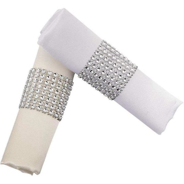Rhinestone Servett Ringar Mesh Wrap Band Buckles