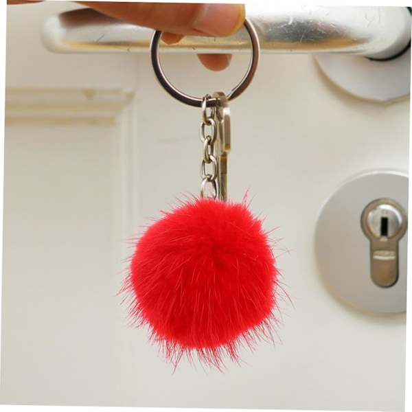 2 stk. fluffy kunstpels duskballer lyse for nøkkelringer hatter sko