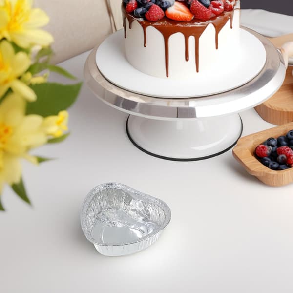 50 stk. hjerteformede bakekopper i tinnfolie, minipaiformer, eggetertformer