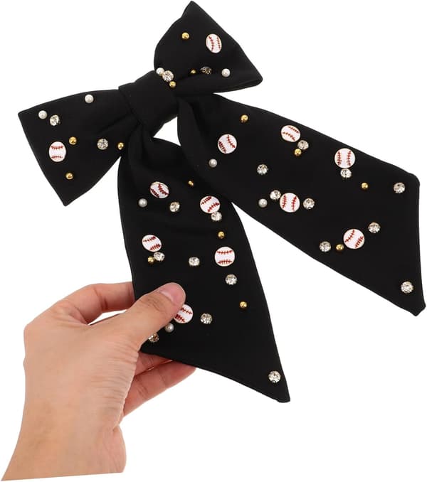 Glitrende Rhinestone Sløjfe Hårklemme Sorte Elegante Håraccessories