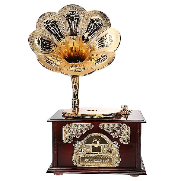 1 stk Retro Grammofonformet Musikkboks Musikk Kunstverk Dekorativ Skrivebords Ornament For Hjem Kontor Gave