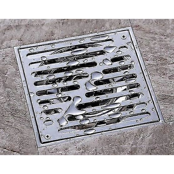 2 stk. Rustfrit Stål Bruserafløb Stor Kaliber Badeværelse Gulvafløb, Afløbsrist, Bruserafløb, Sølv, 15 * 15cm