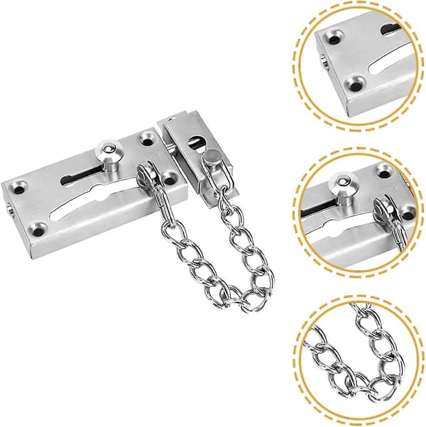 Kedjelås Dörrkedja Dörrlås Kedjelås Dörrlås Rostfritt Stål Säkerhet (silver) (2-pack)