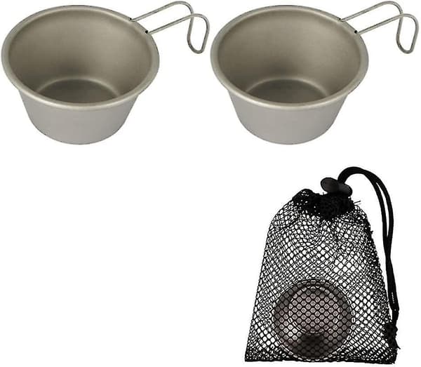Mini Vinglas i Rostfritt Stål för Utomhus, Bärbar Campingbestick, 50ml Små Vattenkoppar, Silver, 2-pack