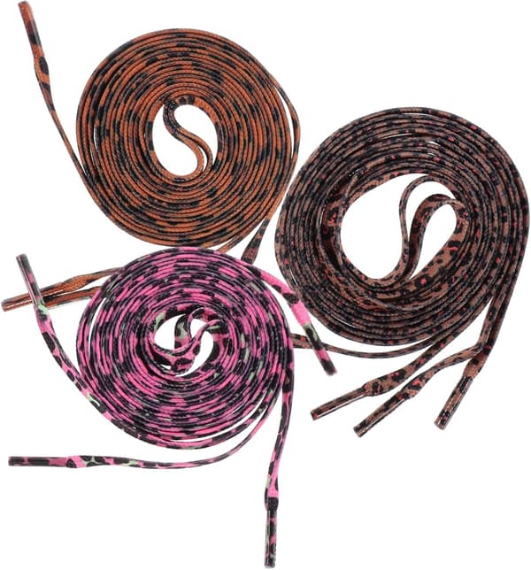 3 par flade snørebånd i polyester med leoparddyreprint 120 cm robuste, smarte til sportssko