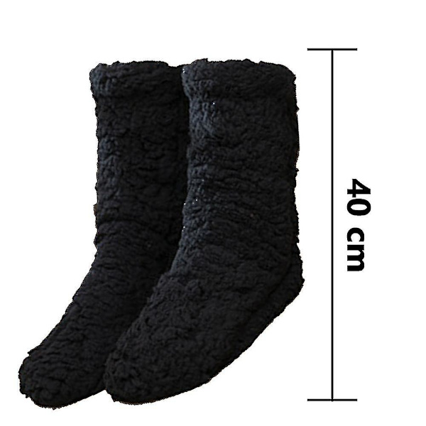 1 Par Ikke-Skridsikre Sokker, Vinter Fluffy Cozy Fleece Sokker, Plys Bløde Varme Gulvsokker Black