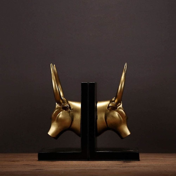 Bogstøtter Et Par Guld Tyrehoved Harpiks Kunst Bogstøtte Figurer Statuer