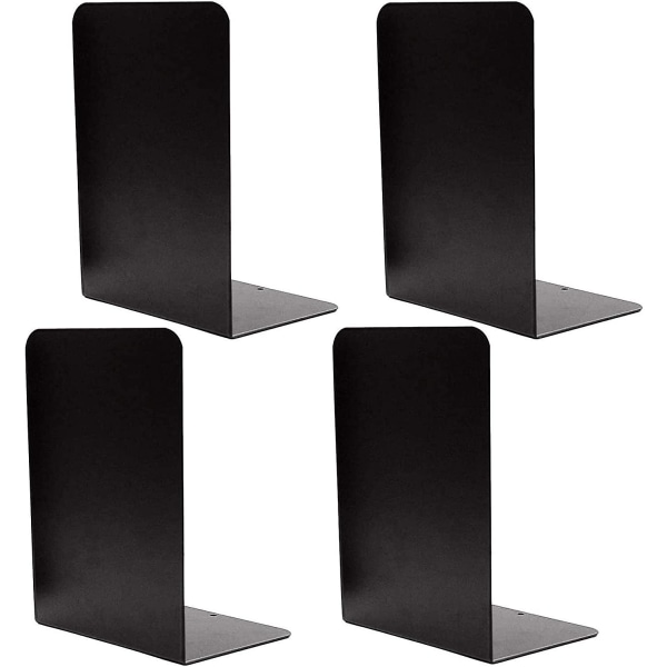 4 stykker Heavy Duty svart dekorative metall bokstøtter, metall bokender støtte
