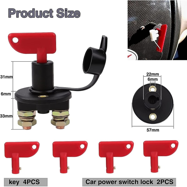 2 Pak 12v/24v Bilbatteri Isolator Afbryder Strøm Afbryder Nødsituation Switch
