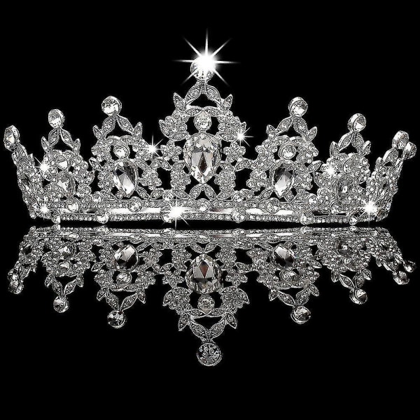 Silver Tiara och Kronor för Kvinnor Kristall Drottningkrona Födelsedagskrona för Flickor Bröllopskrona för Brud