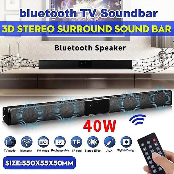 40W Bluetooth högtalare Trådlösa Soundbar-högtalare för TV