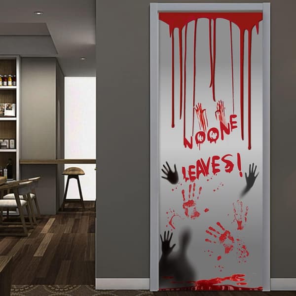 2 ark blodiga handavtrycksdekaler Halloween-dekaler för festfönster väggdekor