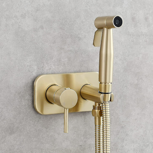 Håndbruser i rustfrit stål til toilet, bærbar bidet-sæt, varmt og koldt vand, bruseslange, bidet-toilet komplet sæt, børstet guld, Ws024j2f2-yuhao