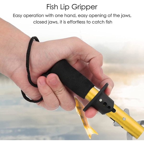 Fish Gripper, Fish Lip Grabber i rostfritt stål, Fish Grabber med handledsrem fiskeredskap