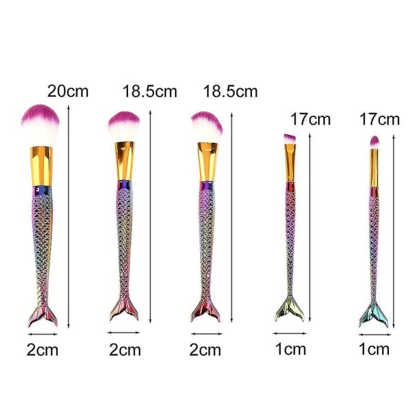 5 kpl Merenneito Hännän Muotoisia Värikkäitä Meikkisiveltimiä
