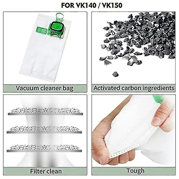 Dammsugarpåsekit för Kobold Dammsugare Kompatibel med Vorwerk Kobold Vk140 Vk150-b Hy-yuhao