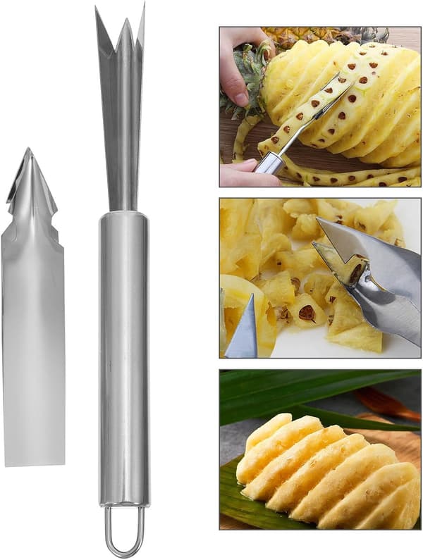 Ananas skreller og kutter sett solide kjøkkenredskaper 6 stk rustfritt stål