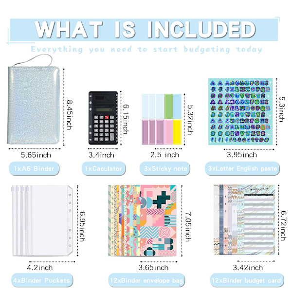 Kontantbogbinder Budgetplanlægger Notesbog Cover Mappe A6 Størrelse 7 Hulls Binder Dark grey
