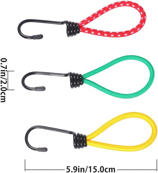 6 stk. udendørs campingtelt elastisk rebspændeclips med faste bindestropper
