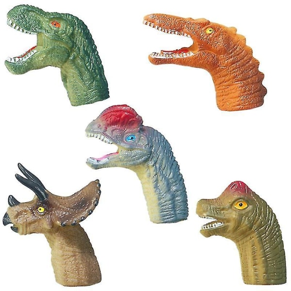 5 st Mini Cartoon Realistisk Drake Dinosaur Finger Puppets Set Rollspel leksak